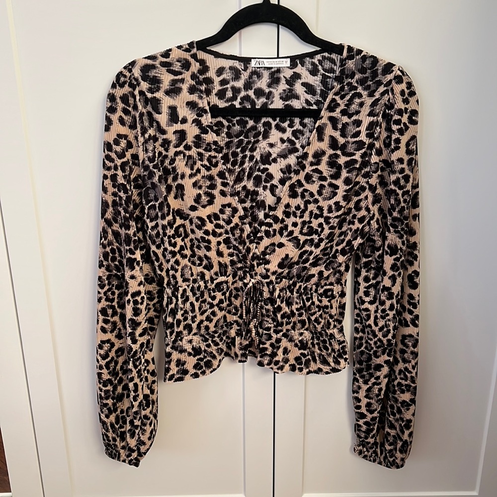 Zara Leopard Blouse Size M